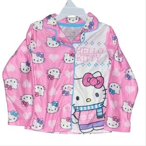 Hello Kitty Pink Kids Pajama top Button down, Long sleeve NWT Size 4